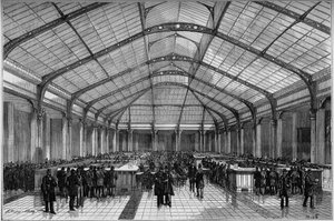 パリのクレディフォンシエル：1883年の大規模なキャッシュルーム。 作： Unknown artist
