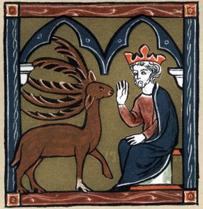 Legend Arthurian: Merlin metamorphosis in Fivewood deer visits Jules Cesar.ヘルマン・スーチエ著「フランス文学史」にて 作： Unknown artist