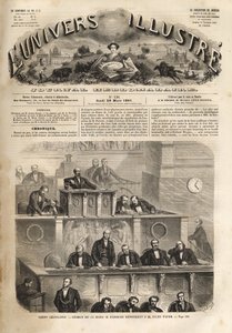 立法機関 - 1861年3月14日の会議 - ピエール・ジュール・バロッシュ（1802-1870）がジュール・ファーブル（1809-1880）に答えた - 1861年の幻想的な宇宙 作： Unknown artist