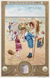 海辺のフランスの子供たちを描いたライビッヒのカード 1890年 作： Unknown artist
