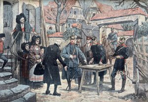 Les Alsace, mars 1918（1918年3月、アルザスで活動するドイツ軍将校） イラストは "Le pelerin "より抜粋 10/03/1918 Collection privee Â.