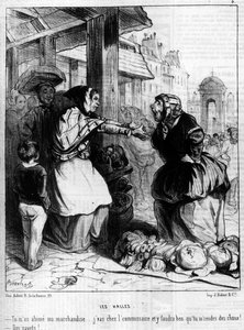 Les Halles - Paris HallesでのMarchandesの喧嘩 -1844年10月14日の "Charivari "に掲載されています。