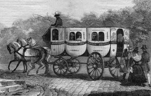 19世紀のパリのオムニバス：la dame blanche - 1892年のエングレービング
