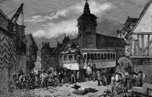 19世紀のLes Omnibus de Paris：60人乗りの車 - 1892年のエングレービング