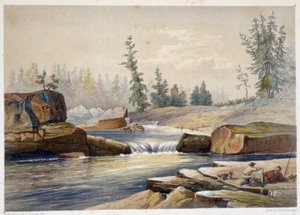 Les chutes de papineau - William Hickman, ed. Halifax著「Sketches on the nipisaguit a river of New Brunswick in America」に収録。 作： Unknown artist