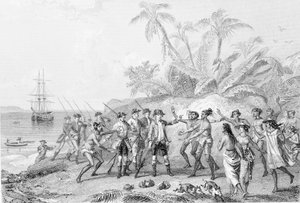 ブーゲンビル伯爵ルイ・アントワーヌ（1729-1811）、タヒチに到着 作： Unknown artist
