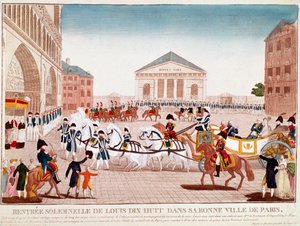 パリのノートルダム寺院に到着したルイ18世、1814年5月3日（エングレーヴィング 作： Unknown artist