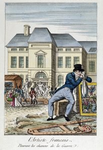 ルーヴル美術館戦争の可能性を嘆くフランス人アーティスト、19世紀のエングレービング 作： Unknown artist