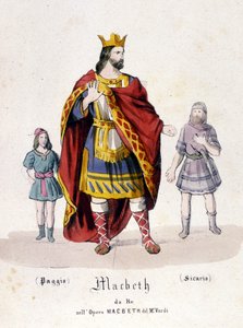 ウィリアム・シェイクスピアの作品をもとにジュゼッペ・ヴェルディ（1813〜1901）が作曲した同名のオペラ「マクベス」の登場人物。1847.エングレーヴィング。 作： Unknown artist
