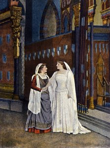 ピエール・コルネイユ（1606 - 1684）の『シド』に登場するマドモアゼル・ハダマールとマドモアゼル・デュドレイ。19世紀のリトグラフ。 作： Unknown artist