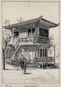 日本家屋-1889年の「1889年万国博覧会における人間の居住に関する歴史」（シャルル・ガルニエ著）に掲載されている1889年の彫刻。