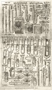 サックスの発明者であるアドルフ・サックス（1814-1894）の製造。1867年の「The Illustrious Universe」に掲載された版画。