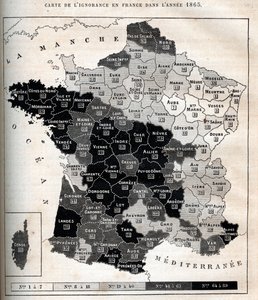 1865年のフランスにおける無知の地図-。 作： Unknown artist