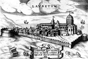 ロレート（Laurentum）の街の地図、16世紀の彫刻。 作： Unknown artist