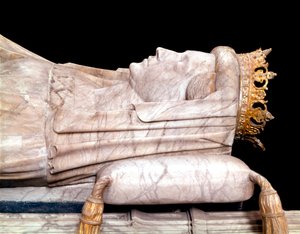 デンマークのマーガレット1世 - 横たわるデンマークの女王マルガリータ・アイレ（1353-1412）。デンマーク、ロスキレ・カテドラルの合唱団 作： Unknown artist