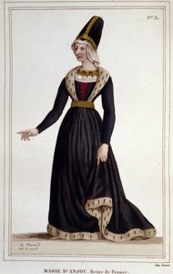 フランスの女王マリー・ダンジュー（1404-1463）は、シャルル7世の妻。1830年のエングレーヴィング。 作： Unknown artist