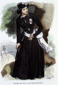 ラ・ロシュジャケラン侯爵夫人（またはラ・ロシュジャケラン）（1772年～1857年）（胸にはヴァンデアンの徽章）、19世紀のエングレーヴィング 作： Unknown artist