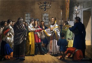 ロシアの農民の結婚は、正教会の儀式に則って行われる 作： Unknown artist
