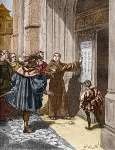 ヴィッテンベルクで95ヶ条の論題を掲げたマルティン・ルター（1483-1546）。