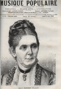 Mathilde Marchesi (1821-1913) ドイツのメゾ・ソプラノ - 輝かしい週刊紙 "Popular music "に掲載された彫刻 - 1882年 作： Unknown artist