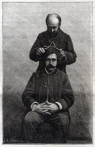 アルフォンス・ベルティヨン（1853-1914）の「ベルティヨン・ナージュ」と呼ばれる手法に基づき、警察庁が行った頭部の最大幅の測定。ラ・ナチュレ」誌に掲載された版画 作： Unknown artist