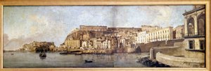 ナポリサンタ・ルチアとカステッロ・デッル・オーヴォ。匿名の絵画。19世紀。ナポリ、サンマルティーノ美術館。 作： Unknown artist