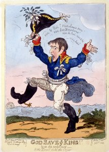 ナポレオン1世がルイ18世の出現を祝して「Vive le roi」を唱える-風刺画集「Napoleon 1er」にて