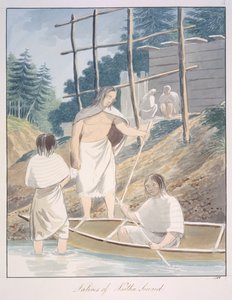 ヌートカ湾の先住民、1843-50年頃（水彩画） 作： Unknown artist