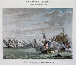Naval combat, du 10 prairial An II (1794) - in "The naval battles of Napoleon" 作： Unknown artist