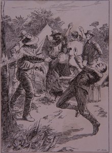 1878年、ストリンジバーク・クリークでロニガン警察官を殺害したネッド・ケリー(彫刻) 作： Unknown artist