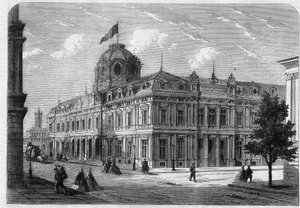 パリのシテ島にある新しい商業裁判所Quai de Corse（旧Quai Desaix）は、建築家Antoine Nicolas Louis Bailly（1810-1892）の計画に基づき、プレフェットGeorges Eugene Haussmann（Baron Haussmann）の同意を得て建設されました。 作： Unknown artist