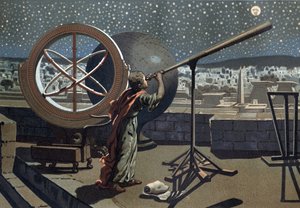 ニケのヒッパルコス。(Hipparkhos) in the Alexandria Observatory Greek Astronomer (in Bythinia, 2nd century BC) after "La Ciencia y sus Hombres" by Louis Figuier.バルセロナ 1881年