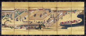 能：船弁慶（紙本、墨、色、金、六曲屏風） 作： Unknown artist