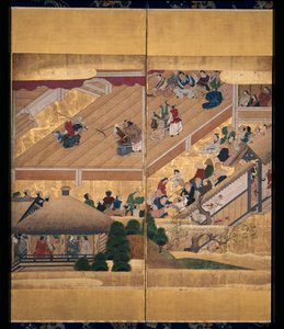 能：船弁慶（紙本、墨、色、金、六曲屏風） 作： Unknown artist
