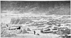 北極点。イグルーと砕氷船（アイスブリーズ）、図面、1873年春。 作： Unknown artist