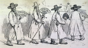 散歩中のスビン・ポー（クリー）の村の様子（19世紀後半）を紹介。 作： Unknown artist