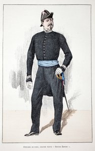 第二帝政期（1852年～1870年）の平和担当官。アルフレッド・レイ（1864-）によるセーヌ川警部のルイ・ルピーヌ（1846-1933）の後援で出版された本「平和の戦士たちの歴史」の挿絵のためのカラー・エッチング。