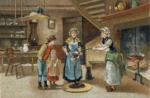 ドーフィネ地方で古くから行われている風習。La boudinée（ブーディネ）。19世紀末のクロモリトグラフ。 作： Unknown artist
