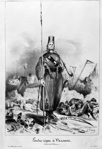 ワルシャワに治まる秩序。Sebastiani de la Porta元帥（1772-1851）（ルイ・フィリップの公使兼大使）の言葉を引用したグランヴィルとフォレストの漫画。 作： Unknown artist