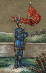 フランス王シャルル5世（1364-1380）のオリフラーム（旗）。19世紀のクロモリトグラフ。 作： Unknown artist