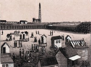 ベルギー、オステンド（Ostend）：東浴場と港（harbour, harbor）の眺め。「世界図鑑168景」にて 未発表（19世紀末 作： Unknown artist
