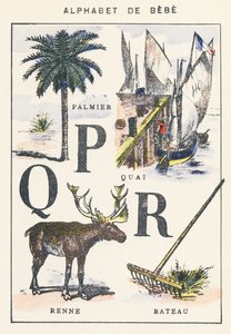 PQR：ヤシの木、ドック、トナカイ、熊手 作： Unknown artist