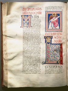 Exultet（石器時代の歌）のページ（Ms.724/3-Carta7） 12世紀に作成されたエンルミネの写本。ローマ、ビブリオテカ・カサナテンセ 作： Unknown artist