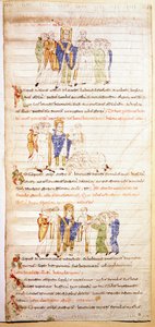 12世紀初頭の彩色済み聖書（Ms.723-Foglio 138v.）のページ。センチ。52,8x38 cm ローマ、Biblioteca Casanatense 作： Unknown artist