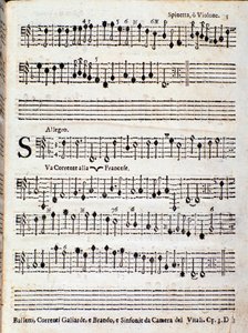 ジョヴァンニ・バティスタ・ヴィターリ作曲「Balletsti, correnti alla francese opus 3」の楽譜のページです。 作： Unknown artist