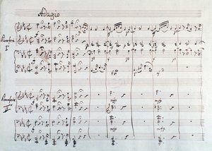 モーツァルトのオペラ「魔笛」の2台のピアノと8手に縮小された交響曲のページ、リヒテンタール版(19世紀) 作： Unknown artist
