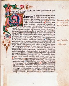 バルトロメオ・ラモス・デ・パレイア著『De musica tractatus』（1482年）からの引用ページ。 作： Unknown artist