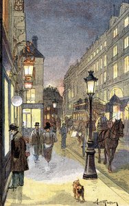 夜のパリ、19世紀後半のイラスト 作： Unknown artist