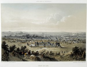 1620年のパリ、ショーモンの丘から見た全景-リトグラフ 作： Unknown artist