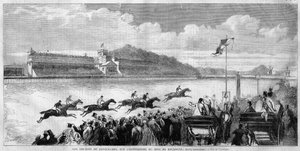 パリ、1857年にオスマンが増築・設計して落成したブーローニュ河畔のロンシャン競馬場でのレース、1866年11月04日の「L